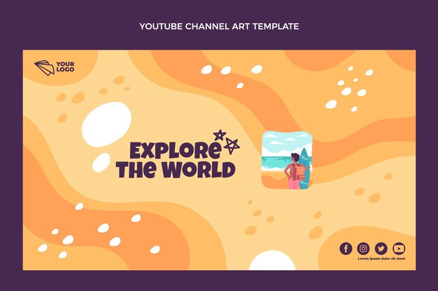 Diseño plano explora el canal de youtube del mundo.