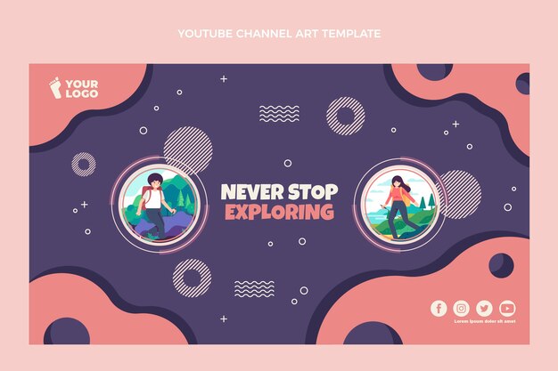 Diseño plano explorando el arte del canal de youtube