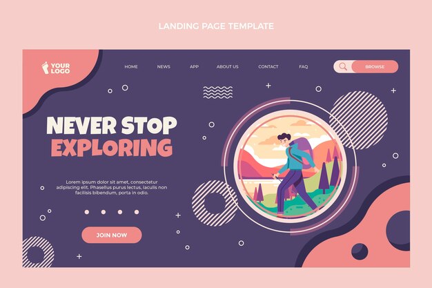 Diseño plano explorando la página de destino.