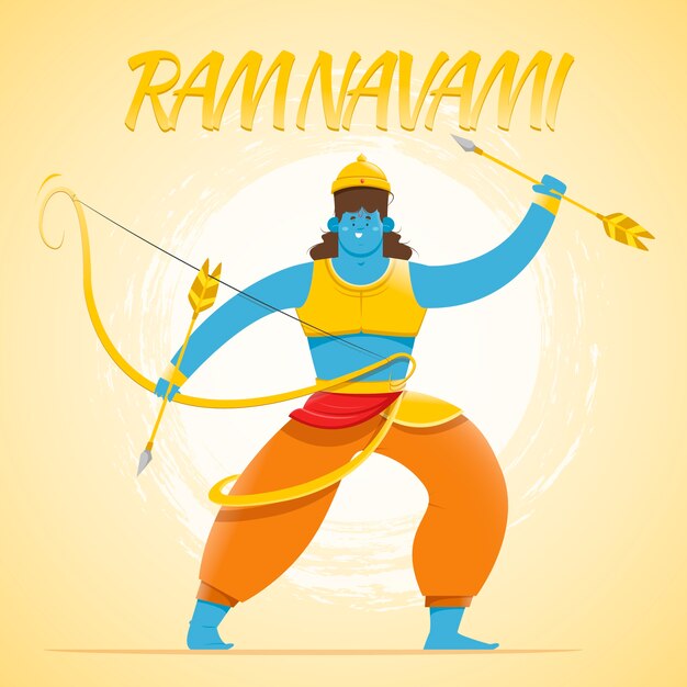 Diseño plano feliz celebración del día de ram navami