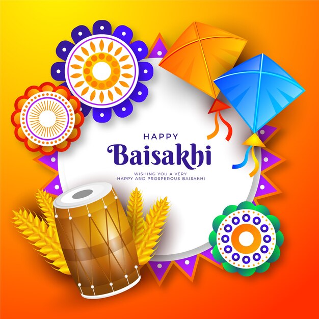 Diseño plano feliz celebración del festival baisakhi