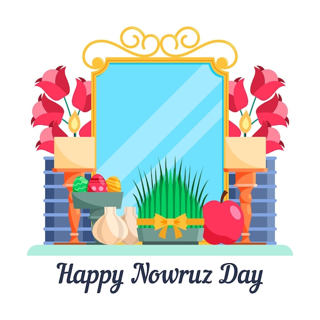 Diseño plano feliz celebración de nowruz