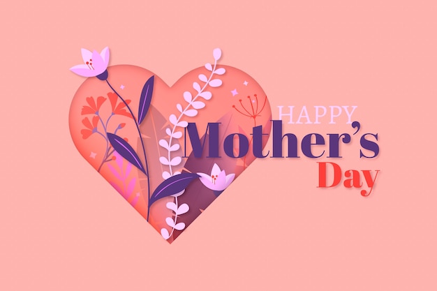 Vector gratuito diseño plano feliz día de la madre y corazón