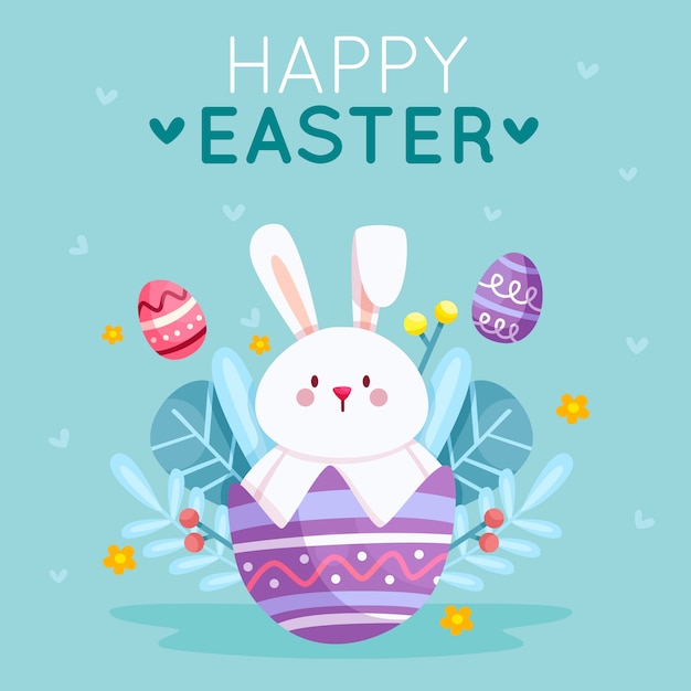 Diseño plano feliz día de pascua