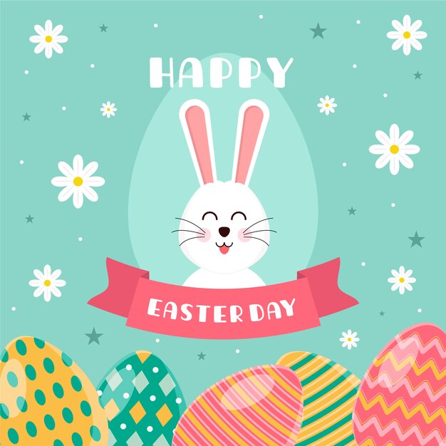 Diseño plano feliz día de pascua