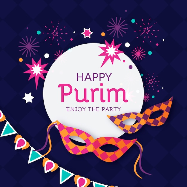 Diseño plano feliz día de purim