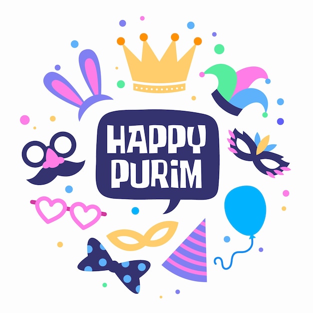 Vector gratuito diseño plano feliz día de purim