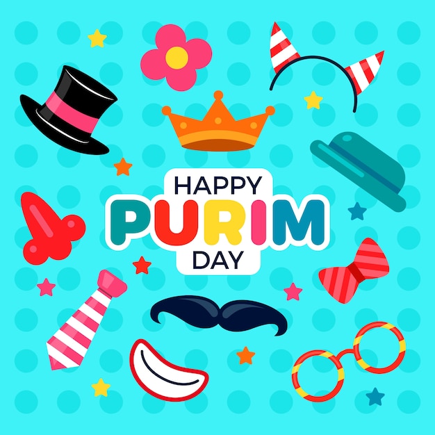 Diseño plano para feliz día de purim