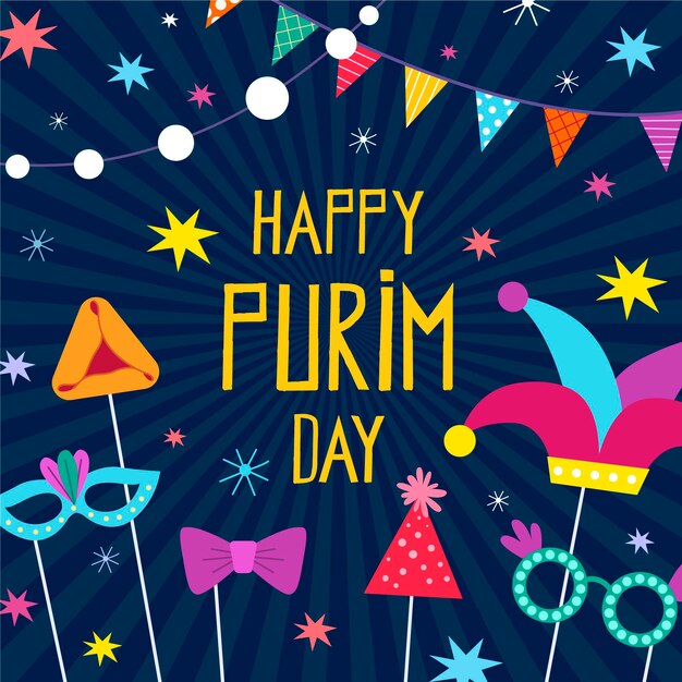 Diseño plano feliz día de purim