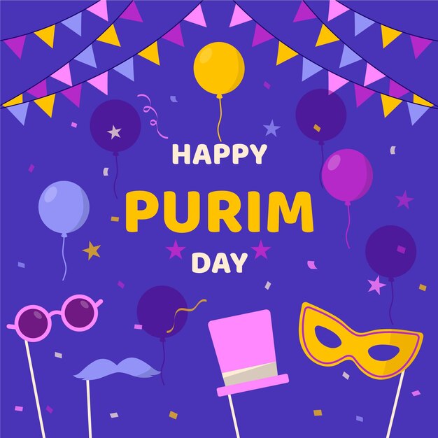 Diseño plano feliz día de purim