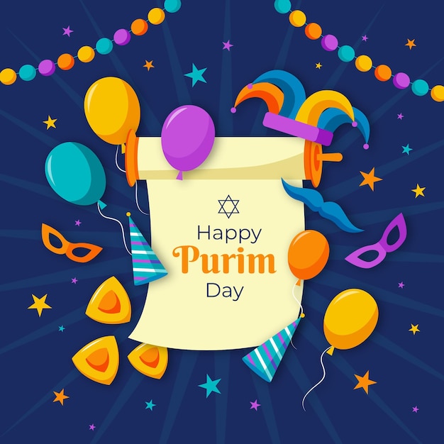 Diseño plano feliz día de purim