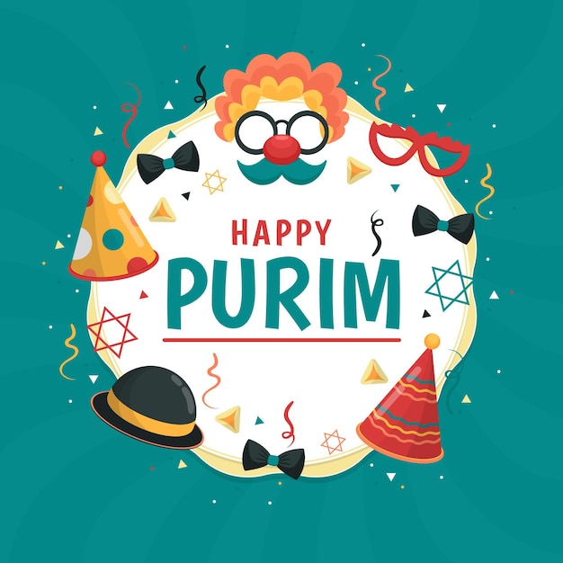 Diseño plano feliz día de purim