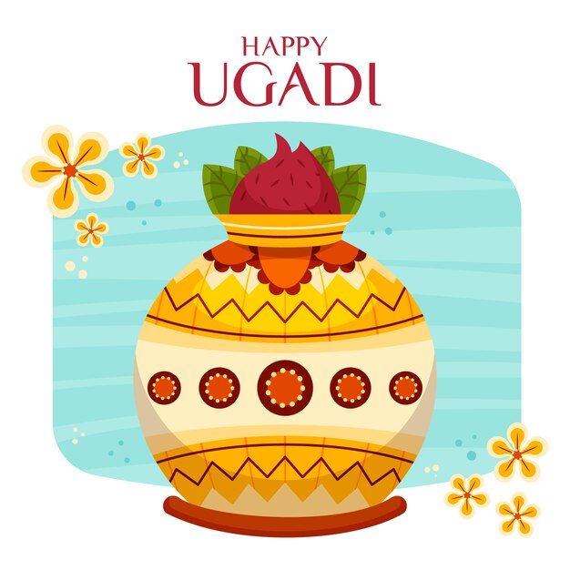 Diseño plano feliz día de ugadi