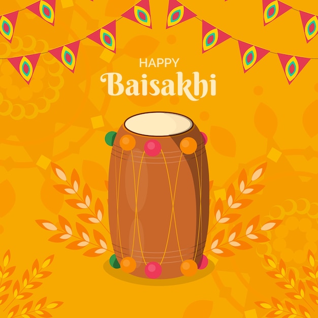 Diseño plano para feliz evento baisakhi