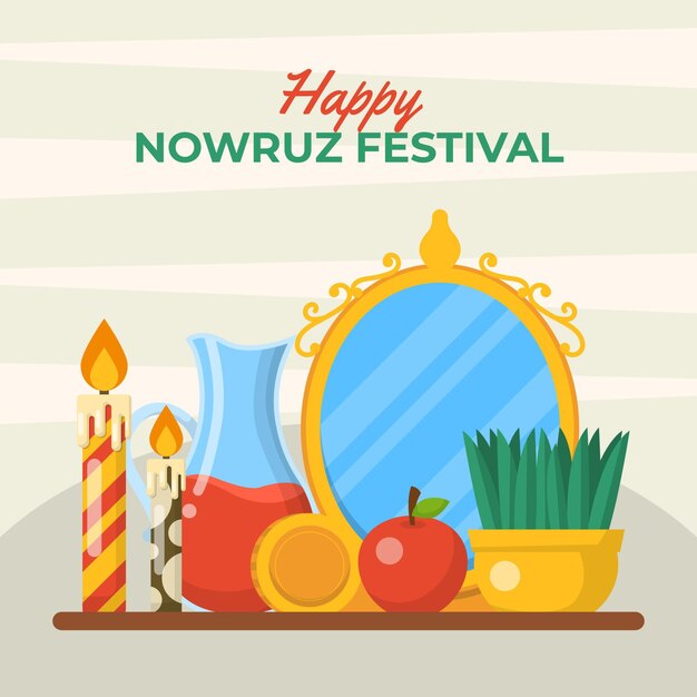 Diseño plano feliz evento iraní nowruz
