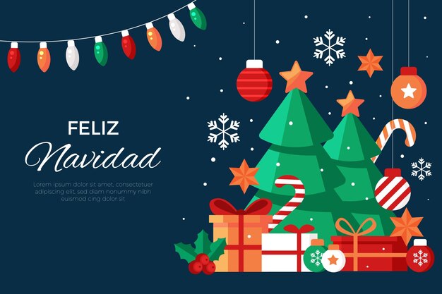 Diseño plano feliz navidad