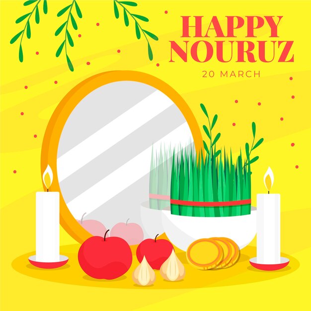 Diseño plano feliz Nowruz celebrando