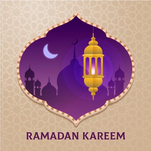 Vector gratuito diseño plano feliz ramadan kareem luna y vela