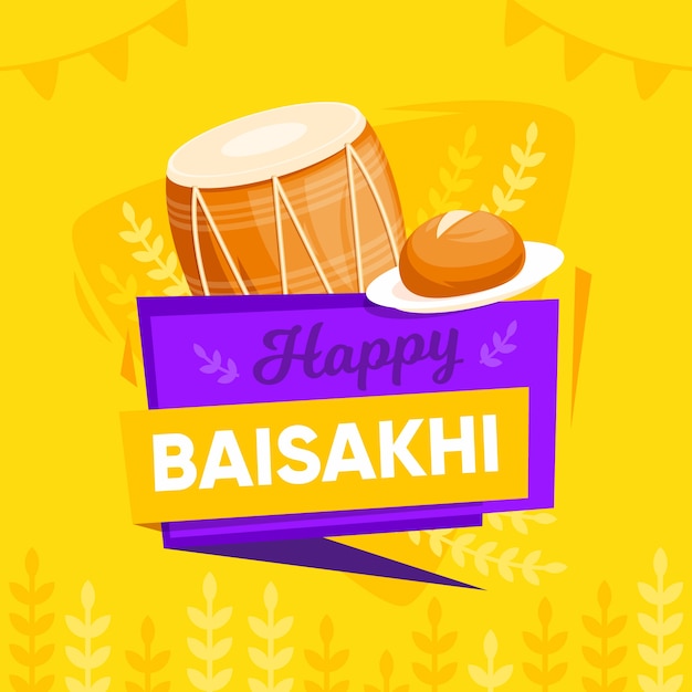 Diseño plano feliz tema baisakhi