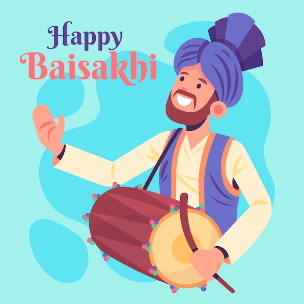 Diseño plano feliz tema baisakhi