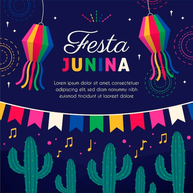 Diseño plano festa junina fondo