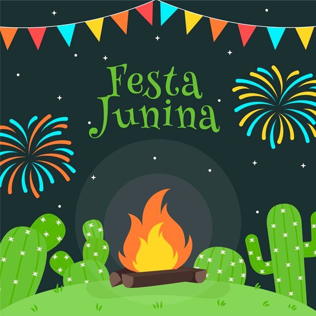 Diseño plano festa junina fondo
