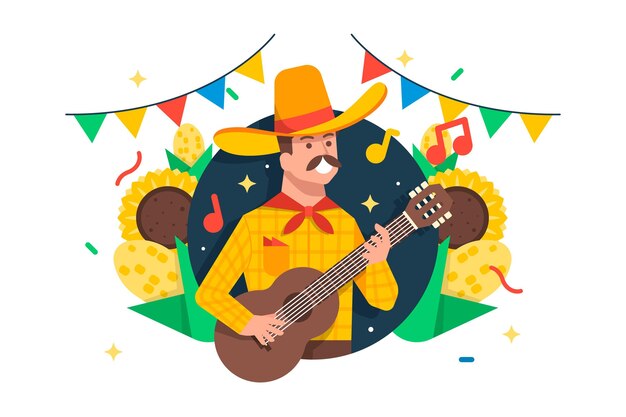 Diseño plano festa junina ilustración