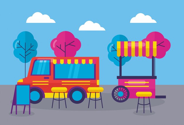 Diseño plano del festival de food trucks