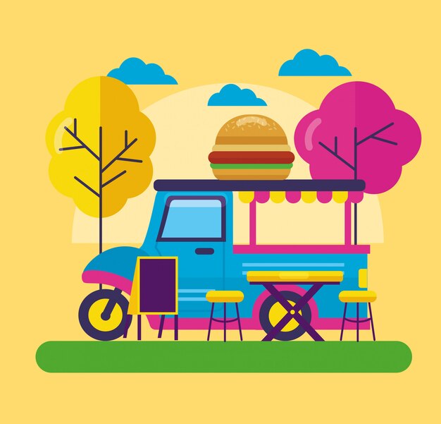 Diseño plano del festival de food trucks