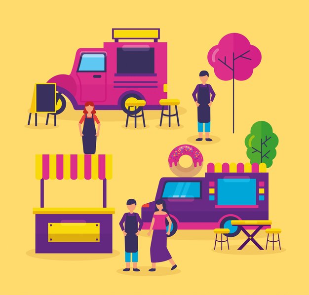 Diseño plano del festival de food trucks