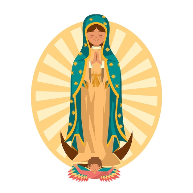 Vector gratuito diseño plano fiesta de la virgen