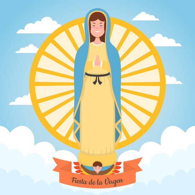 Diseño plano fiesta de la virgen