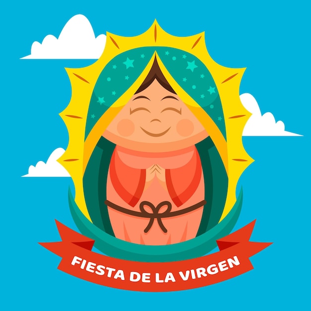 Vector gratuito diseño plano fiesta de la virgen