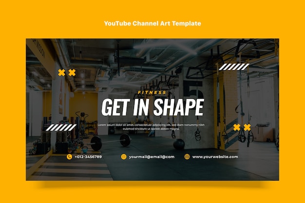 Vector gratuito diseño plano fitness canal de youtube arte