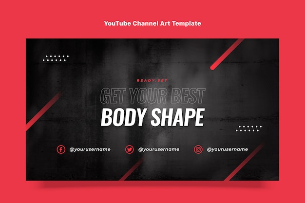 Vector gratuito diseño plano fitness canal de youtube arte