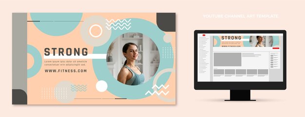 Diseño plano fitness canal de youtube arte