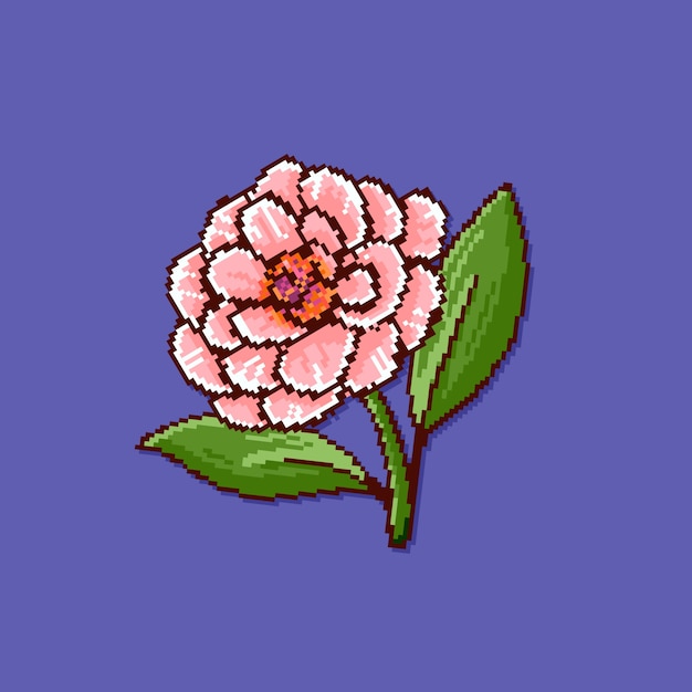 Vector gratuito diseño plano flor pixel art