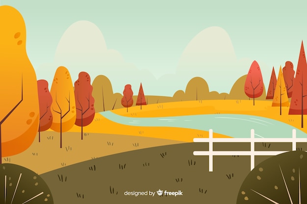 Vector gratuito diseño plano de fondo decorativo otoño