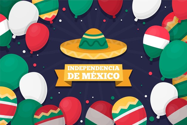 Diseño plano fondo del día de la independencia mexico