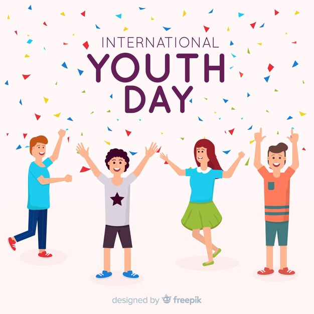 Diseño plano fondo del día de la juventud