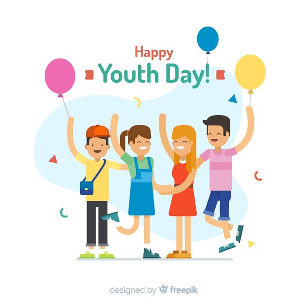 Diseño plano fondo del día de la juventud