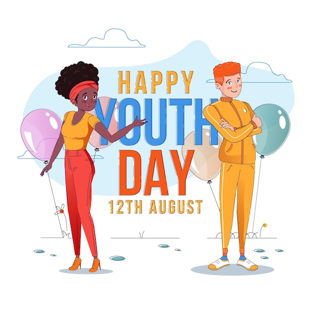 Diseño plano fondo día de la juventud