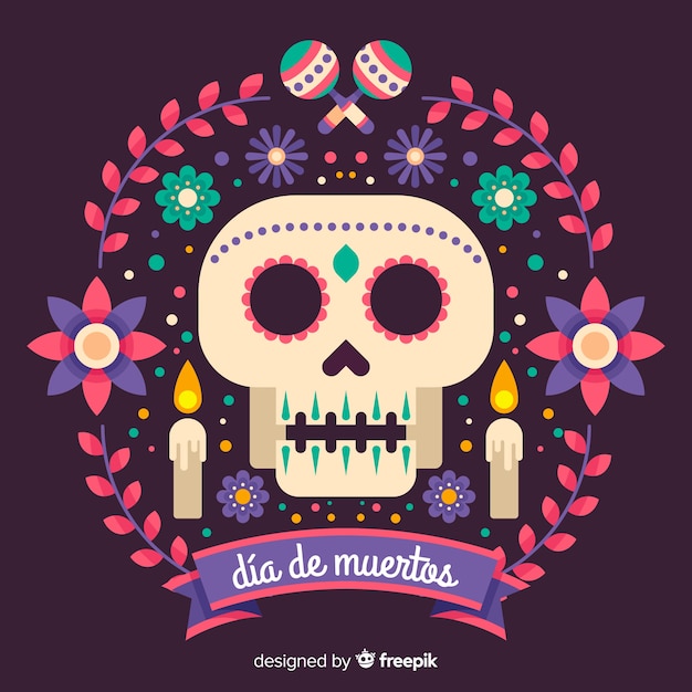 Diseño plano fondo día de muertos