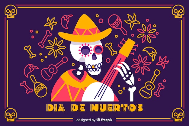 Diseño plano fondo día de muertos