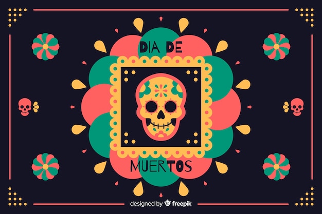 Diseño plano fondo día de muertos