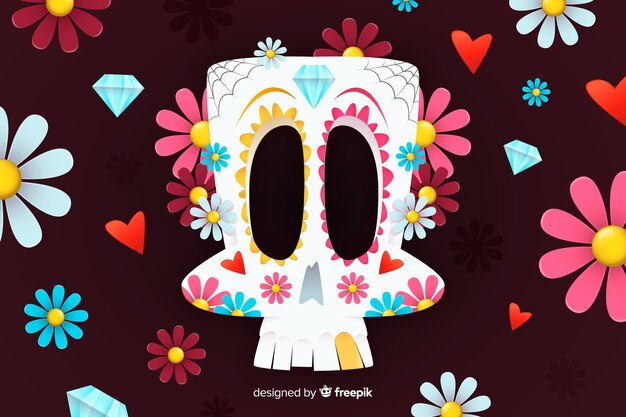 Vector gratuito diseño plano de fondo dia de muertos