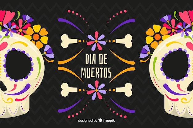 Vector gratuito diseño plano fondo día de muertos