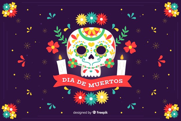 Diseño plano fondo día de muertos