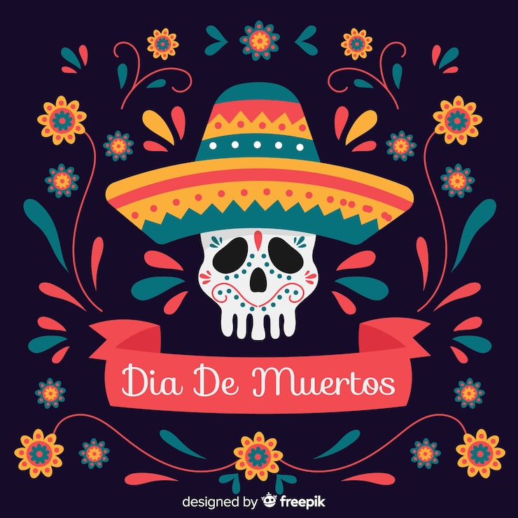 Vector gratuito diseño plano fondo día de muertos