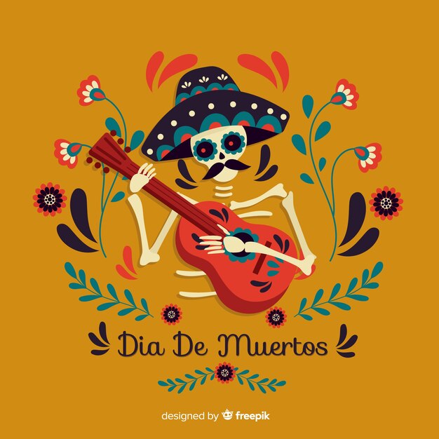 Diseño plano fondo día de muertos